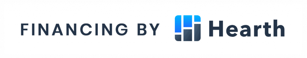 Text "financing by" next to Square blue and black logo for Hearth