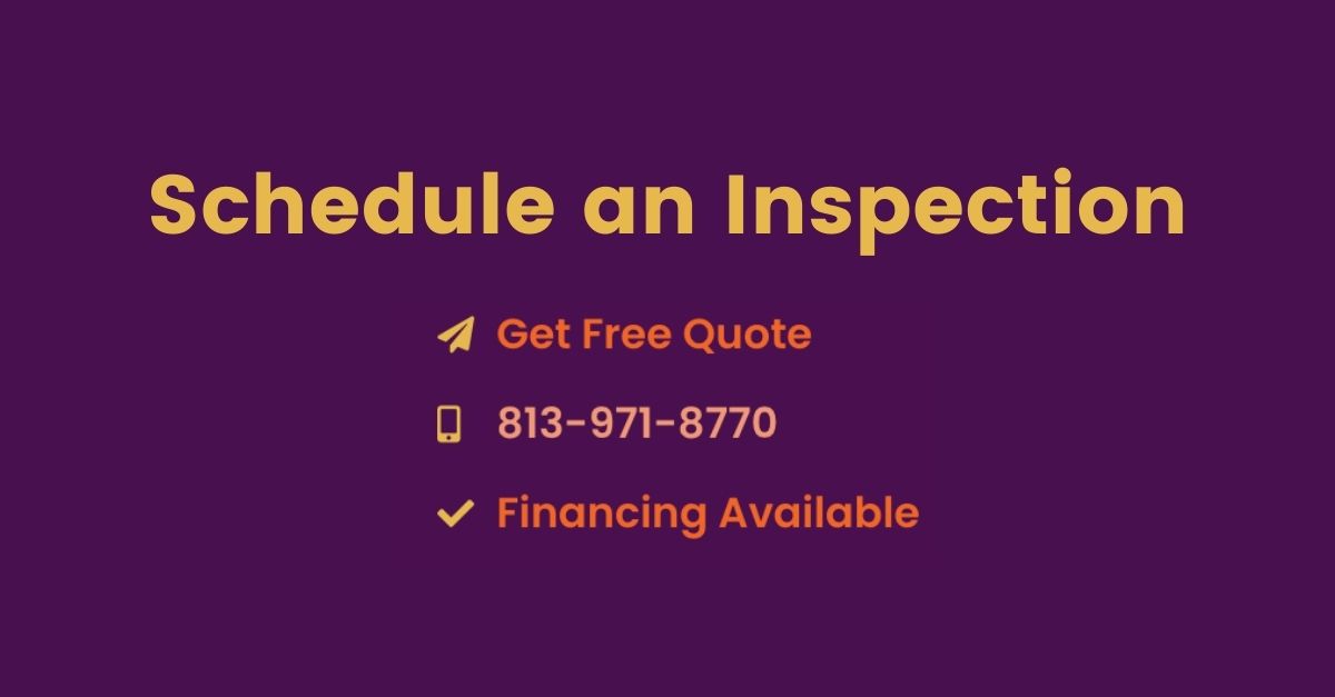Graphic with purple background and headline that says "schedule an inspection"