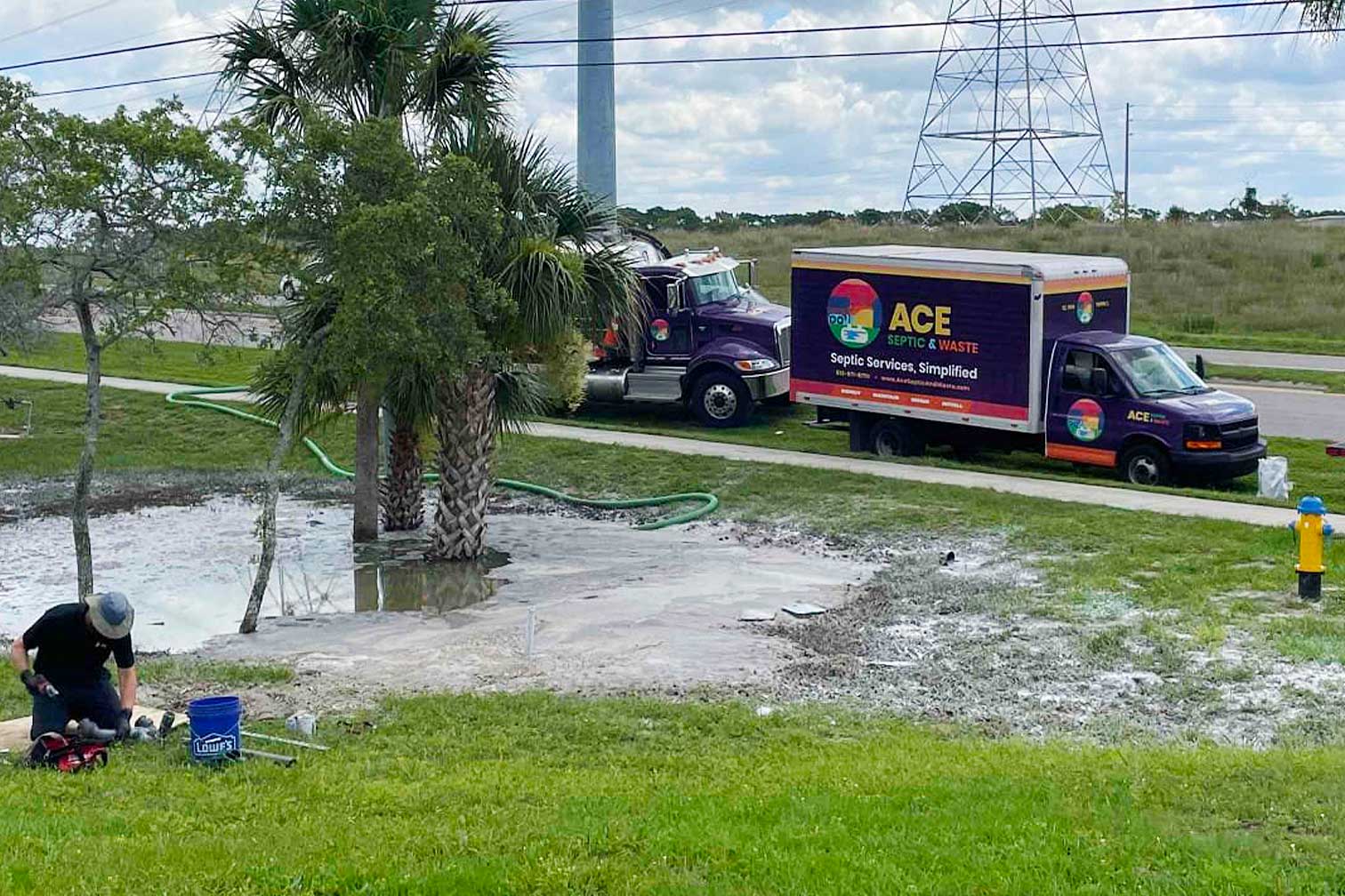 Photo of a flooded drainfield of a septic system